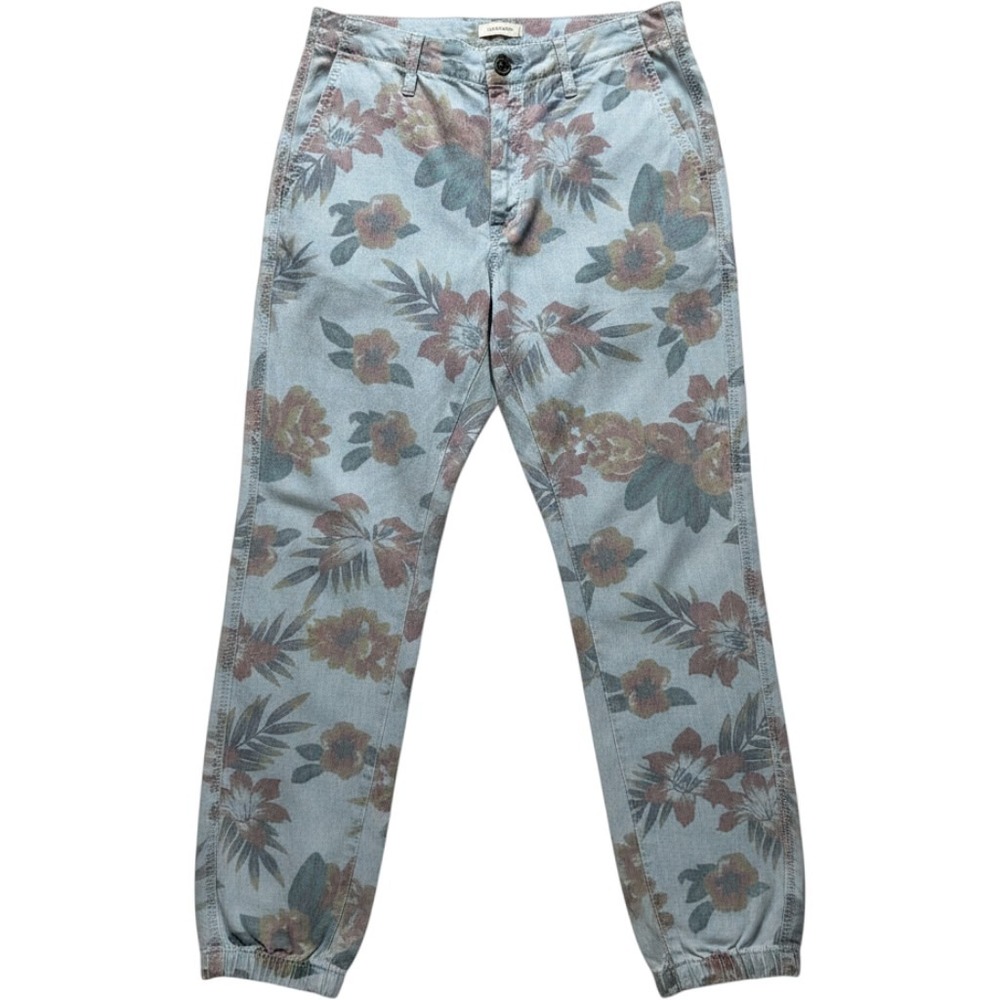 MOTHER The‎ No Zip Misfit Floral Denim Jogger Pants Sz 28 Fresh Cut Light Wash